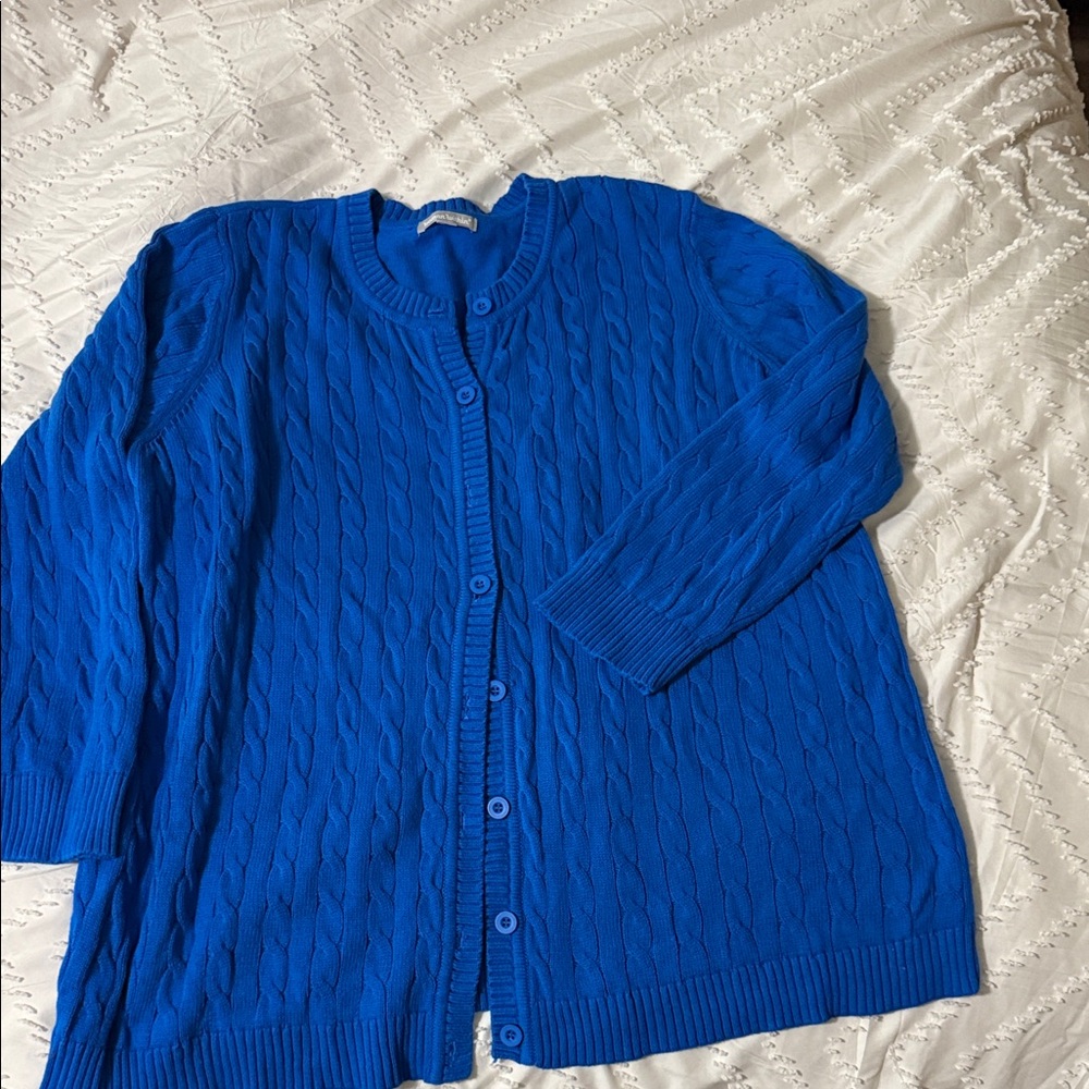 Woman Within Bright Blue Knit Sweater